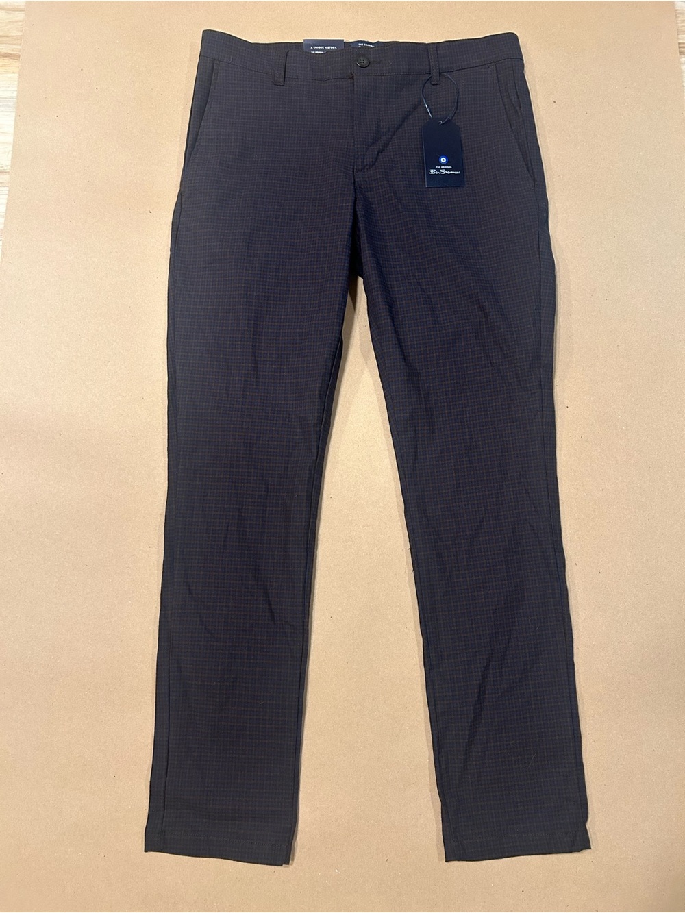 Ben Sherman Black Slim Dress Pants with Subtle Check